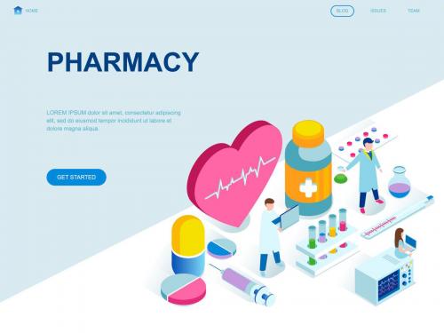 Pharmacy Isometric Landing Page Template
