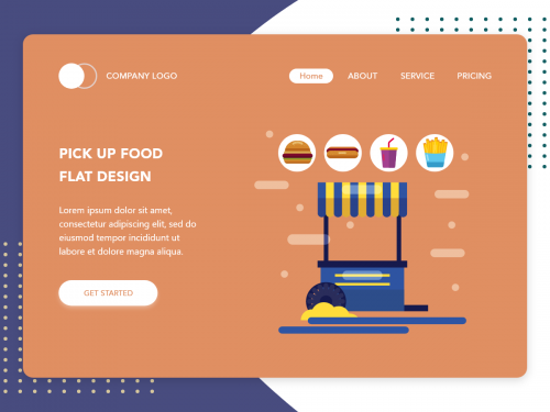 Pick Up Your Food flat design concept for Food Delivery app
