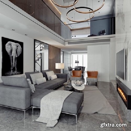 Modern minimalist duplex livingroom