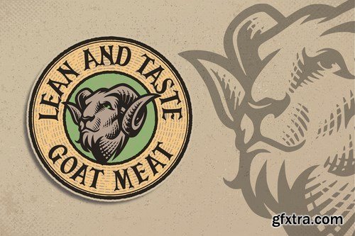 Goat Meat Engraving Logo Template