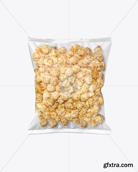 Plastic Bag With Caramel Popcorn Mockup 54628
