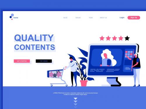 Quality Content Flat Landing Page Template