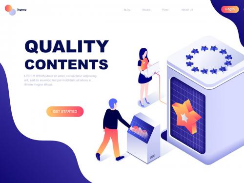 Quality Content Isometric Landing Page Template