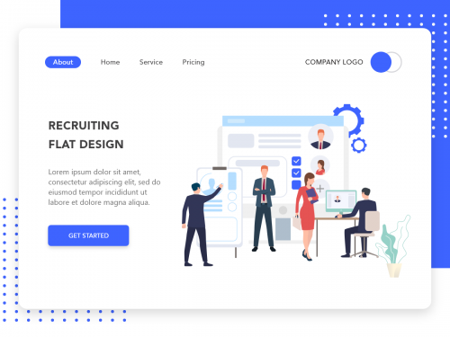 Recruiting flat design for Landing page