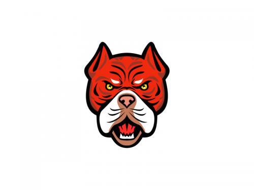 Red Tiger Bulldog Head Front Mascot
