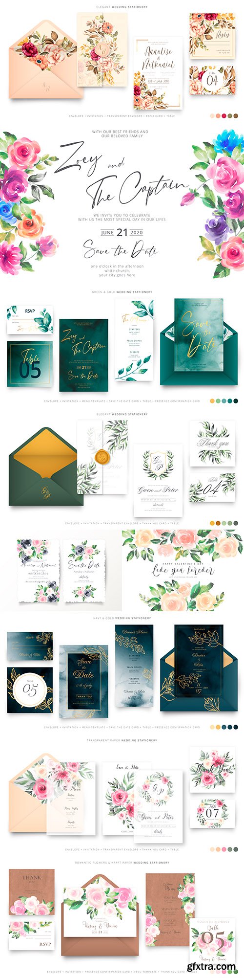 Wedding invitations floral elegant decorative template 9