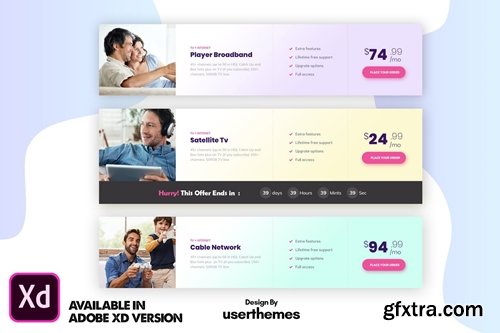Creative Pricing Table in Adobe XD Template