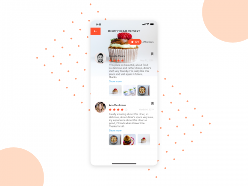 Review screen concept for Food Delivery app