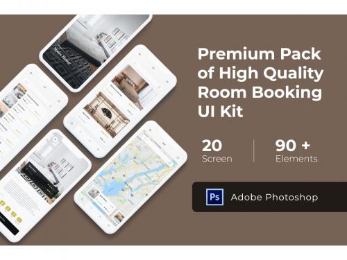 Room Booking Mobile UI KIT for Photoshop
