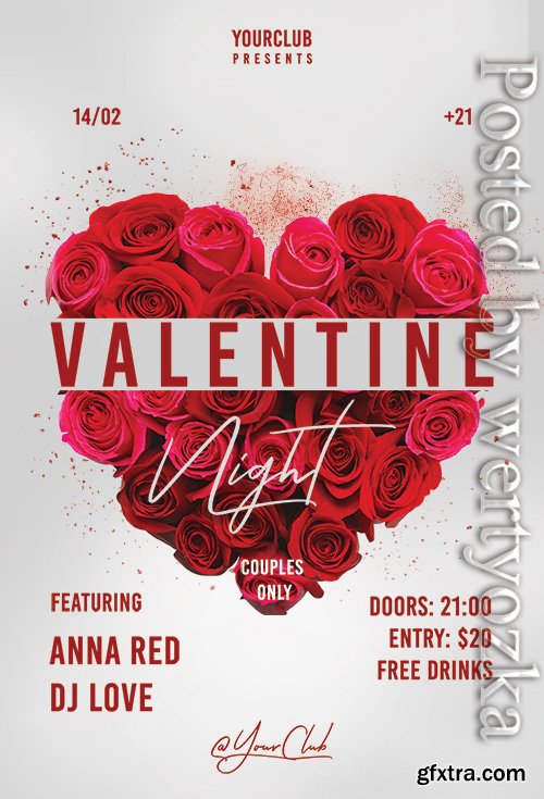 Valentine Night - Premium flyer psd template