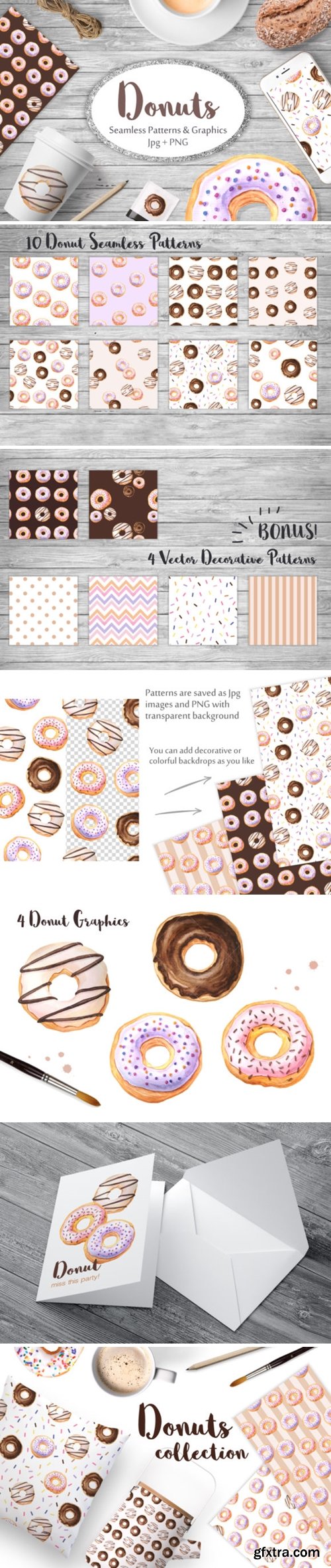 Watercolor Donuts Patterns&Graphics 2644937