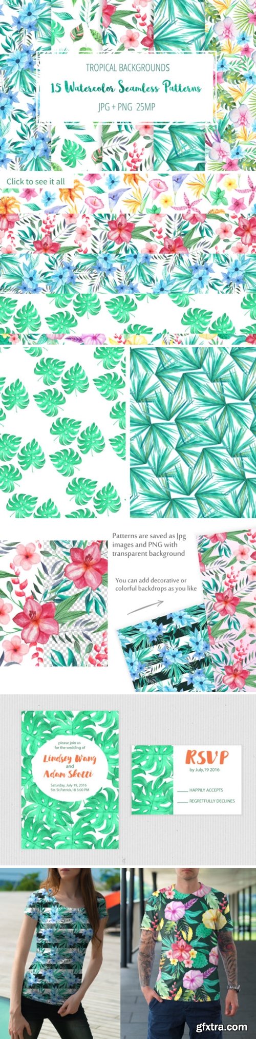 Tropical Floral Seamless Patterns 2644798