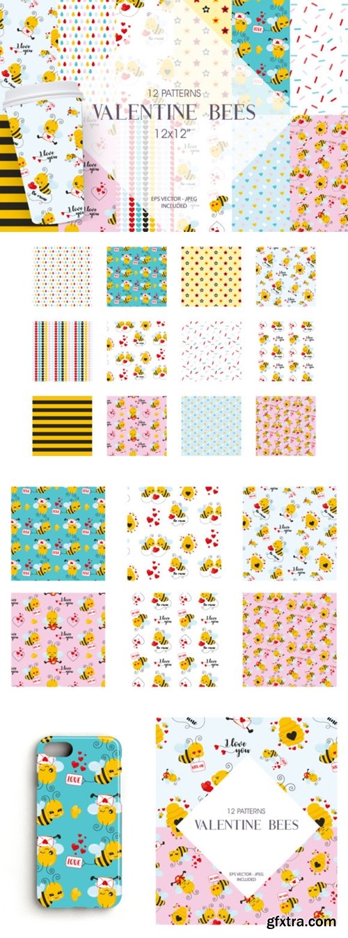 Valentine Bees Digital Paper 2643030