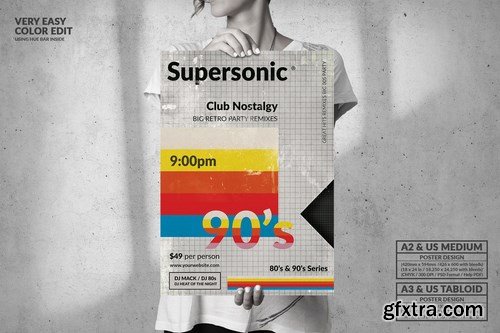 Supersonic 90s Big Poster Design - Music Event