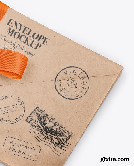 Envelope with Ribbon Mockup – Half Side View 54647