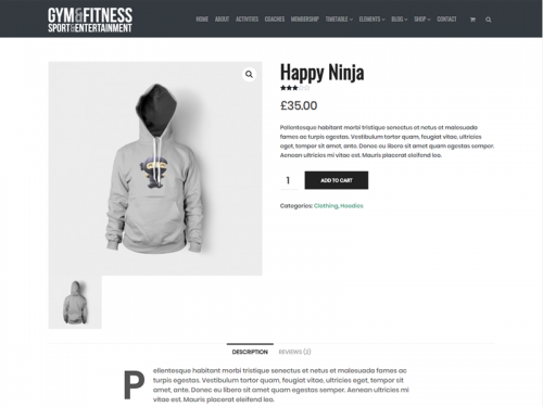 Shop Products Page - Gym WordPress Theme features