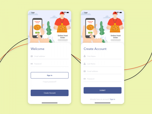 Sign In and Sign Up screens for Mobile app