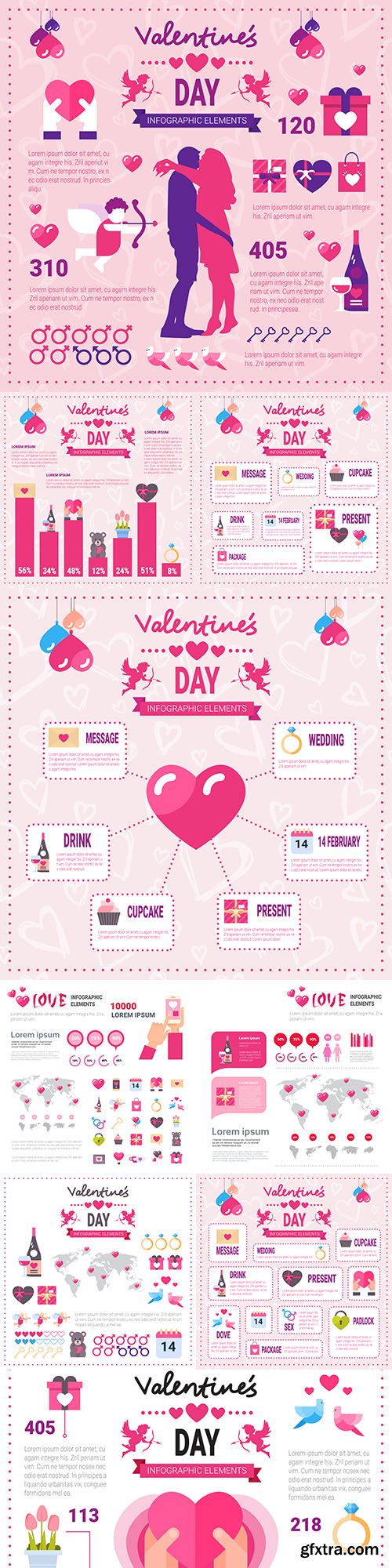Valentine\'s Day infographics options elements