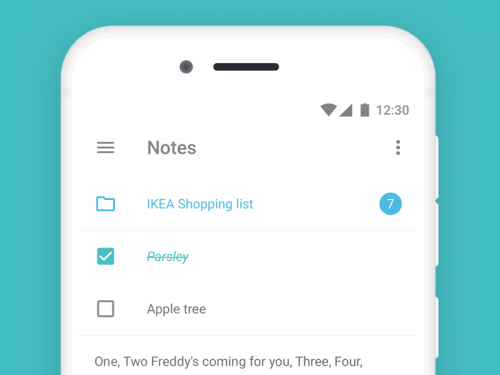 Notes app Android OS UI Kit