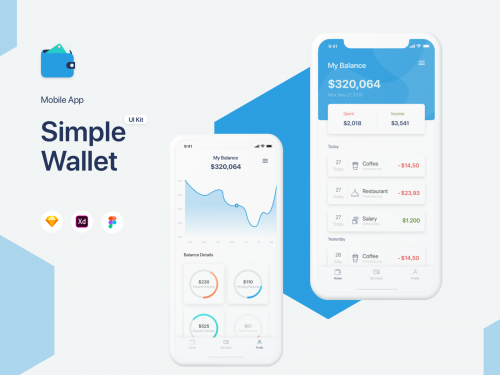 Simple Wallet App UI UX Kit