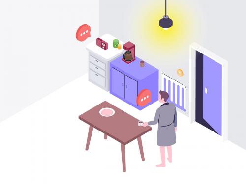 Smartthings Voice Control Isometric Illustration