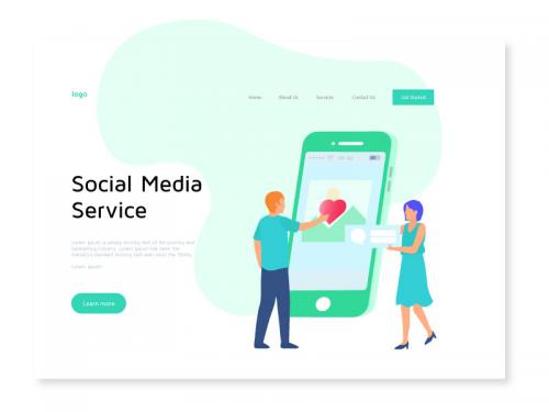 Social Media Service Website Development Illustration for Landing Page