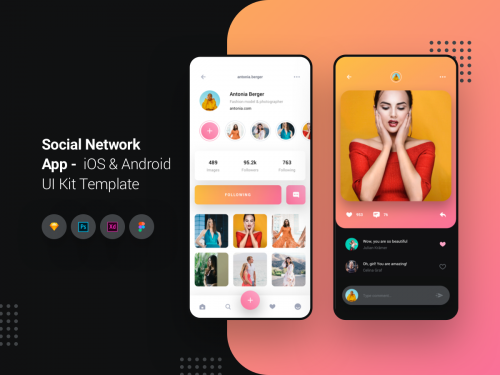 Social Network App - iOS & Android UI Kit Template