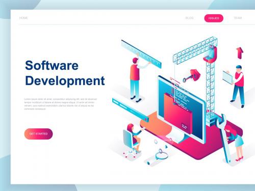 Software Development Isometric Landing Page