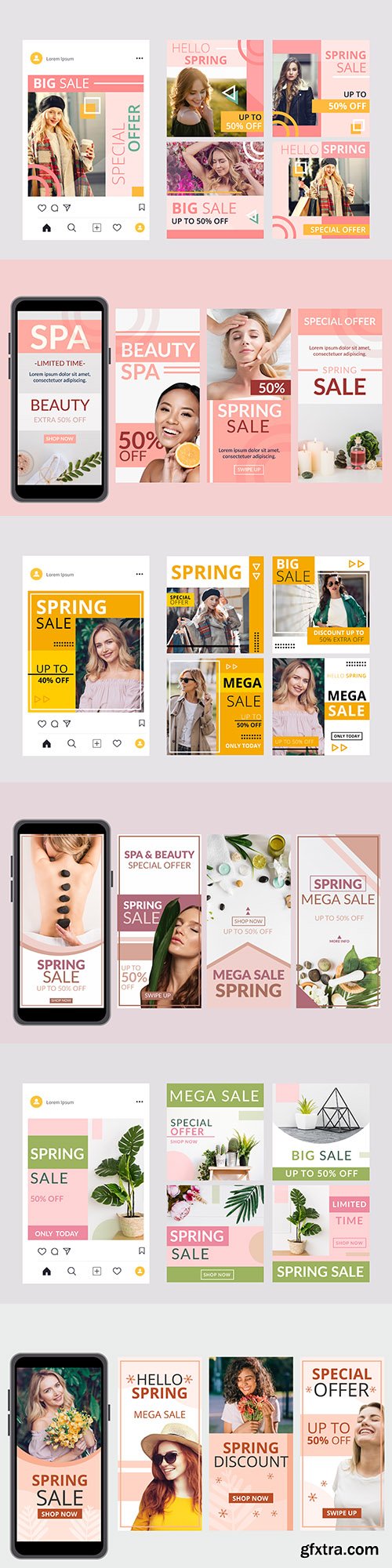 Spring sale instagram post design collection