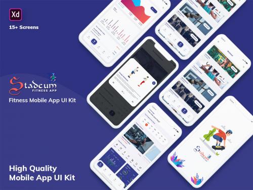 Stadeum-Fitness Mobile App UI Kit (Adobe XD)