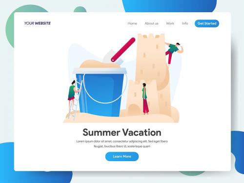 Summer Vacation with Sand Castle and Bucket Illustration