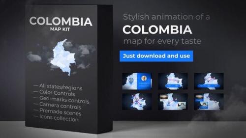 Videohive - Colombia Map Animation- Republic of Colombia Animated Map Kit - 25630440