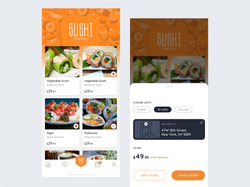Sushi Restaurant App - Made with Figma