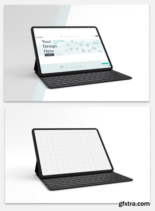 Tablet with Keyboard Mockup 314151225
