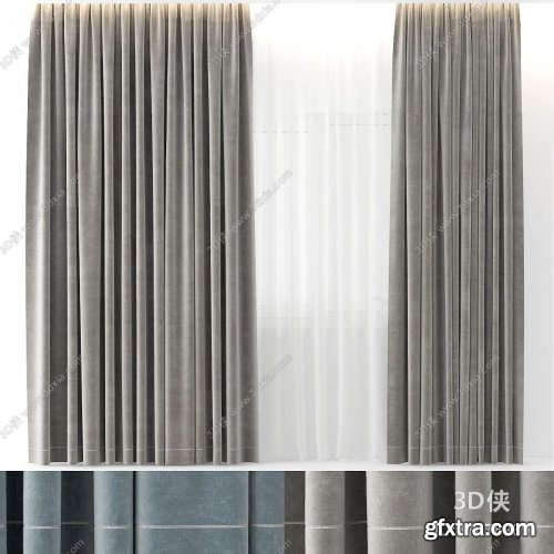 Modern fabric curtains 02 3d model