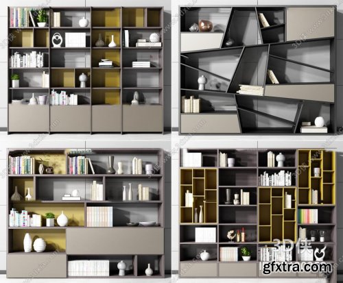 Modern bookcase decoration / cabinet decoration combination 3D model