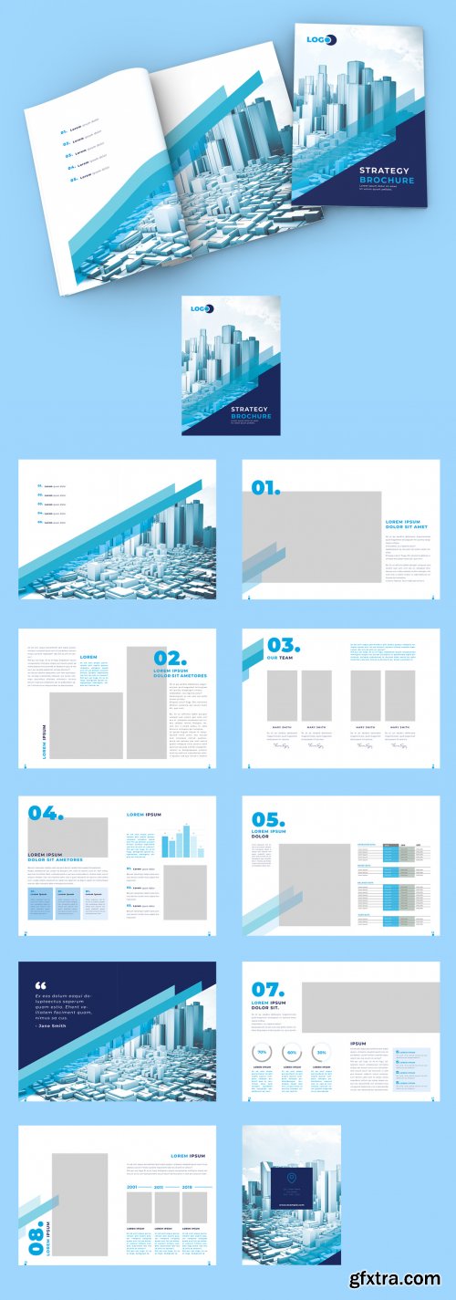 Marketing Strategy Brochure Layout with Blue Accents 314544126