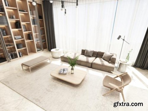 Japanese style sofa set 3D model