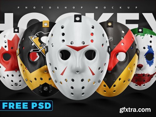 CreativeMarket - Hockey Face Mask PSD mockup 4358649