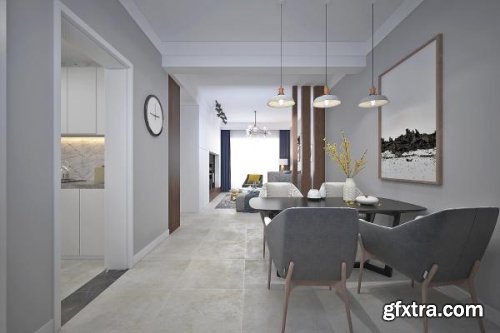 Modern minimalist living room 3D model