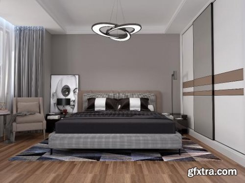 Modern master bedroom 03 3d model