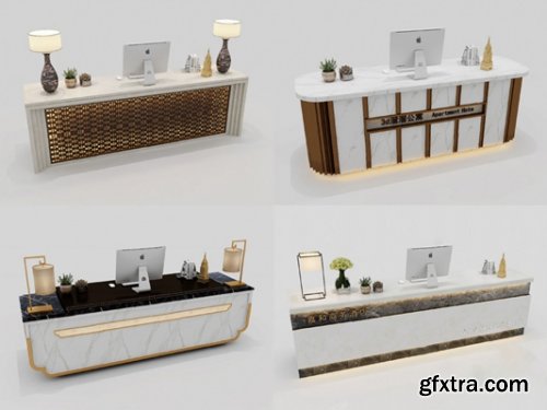Modern reception desks 3d models