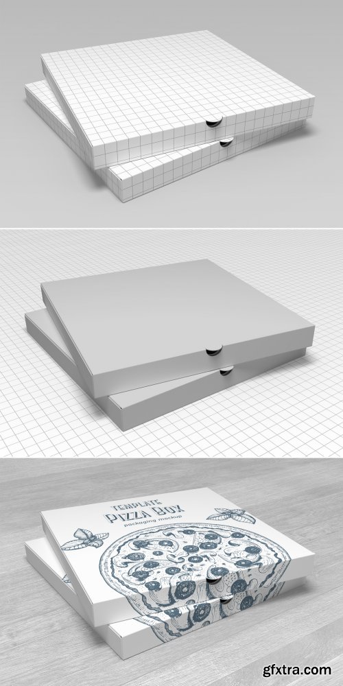 Two Closed Pizza Boxes Mockup 253173327