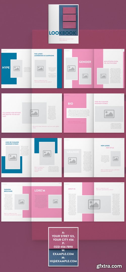 Pink and Blue Lookbook Layout 269454647