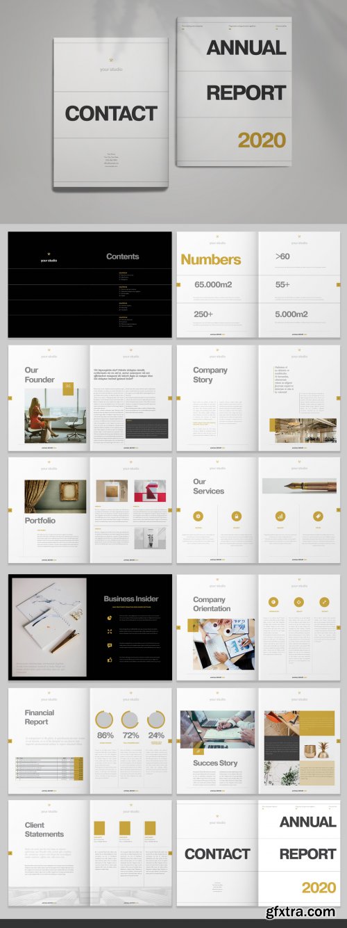 Annual Report Layout with Gold Accents 263103917