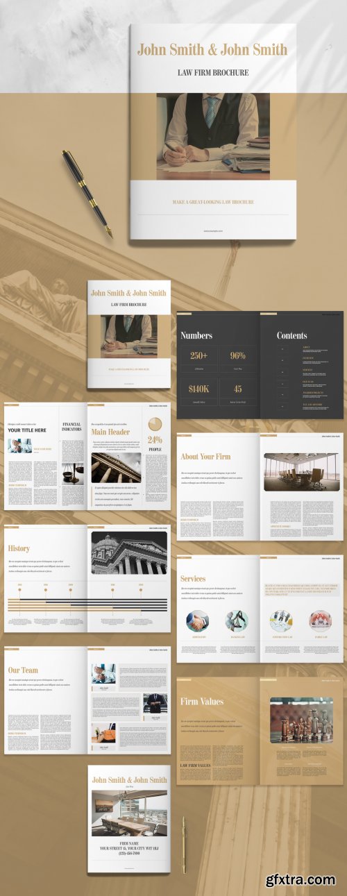 Law Firm Booklet Layout with Brown Accents 260785595