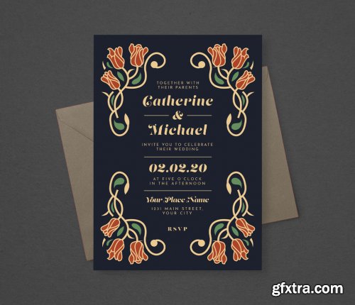 Floral Wedding Invitation Layout 315113413