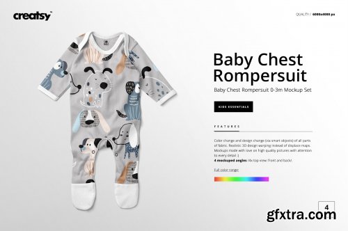 CreativeMarket - Baby Chest Rompersuit Mockup Set 4434711