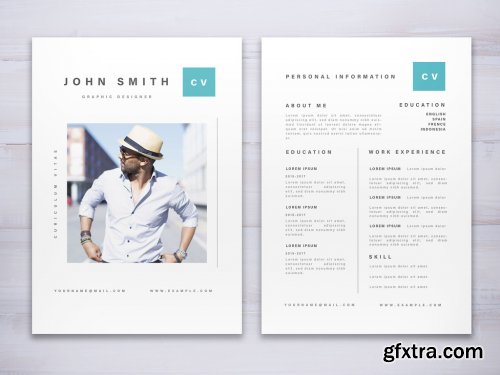 Resume Layout with Teal Accents 315945006