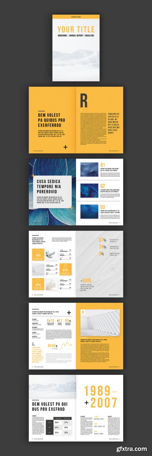 Annual Report Brochure Layout with Yellow Accents 298101236